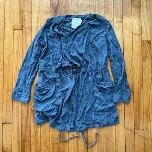 Hei Hei by Anthropologie Embroidered Blue Draped Kimono Jacket Women’s XS